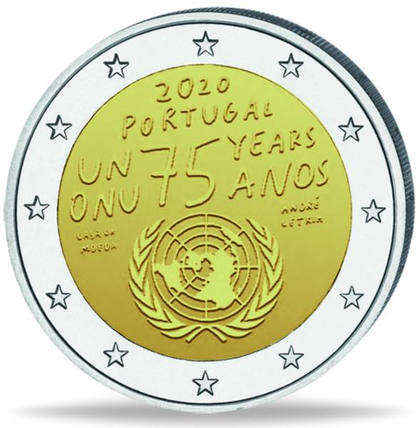 2 Euro „75 Jahre Vereinte Nationen“ - Münze Vorderseite