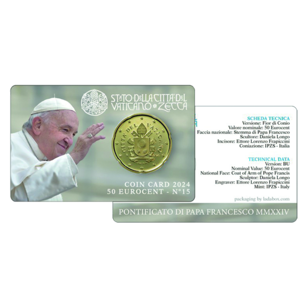 50 Cent Papstwappen, Vatikan, bfr., in offizieller Coincard
