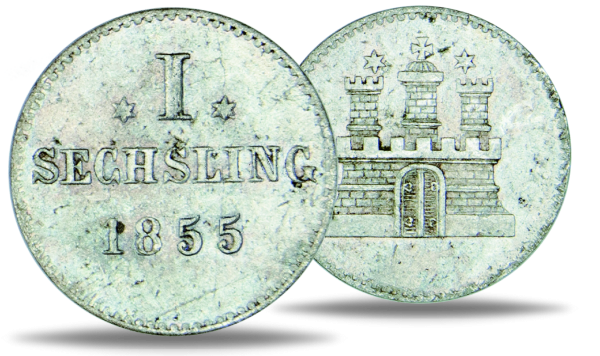 1 Sechsling Hamburg 1823-1855 - Münze Vorderseite / 1 Sechsling Hamburg 1823-1855 - Münze Rückseite