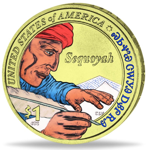 1 US Dollar Sacagawea - Sequoyah 2017 - Münze Vorderseite