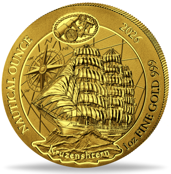 100 Ruanda Francs Kruzenshtern Nautical Ounce 1 oz Gold - Münze Vorderseite