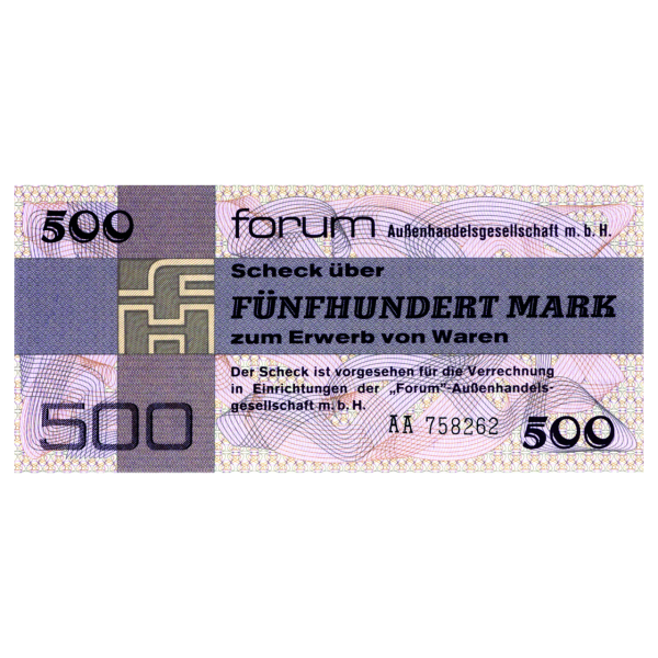 500 Mk Forum Scheck - Vorderseite
