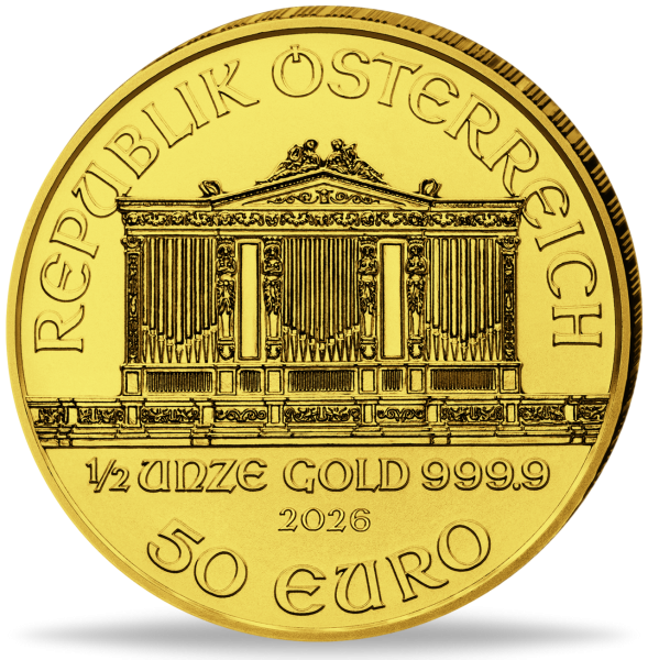 Österreich 50 Euro Philharmoniker 1/2 Unze Gold 2026 - Münze Vorderseite
