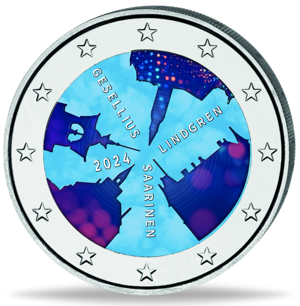 2 Euro Architektur mit Farbapplik. -  Münze Vorderseite