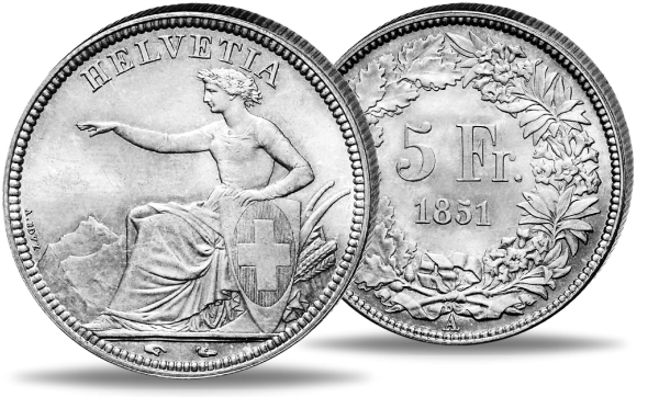 5 Franken - Helvetia - sitzend - Vorderseite Münze / 5 Franken - Helvetia - sitzend - Rückseite Münze
