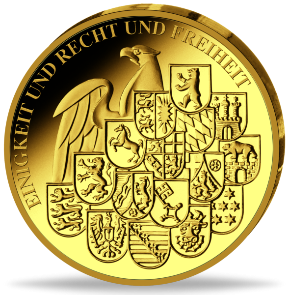 Gold-Gedenkprägung zu 2 Euro 150. Geb. Adenauer, 2026, PP - GP Rückseite