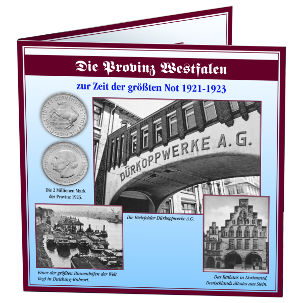 Satz Notgeld Provinz Westfalen - Mappe aufgestellt