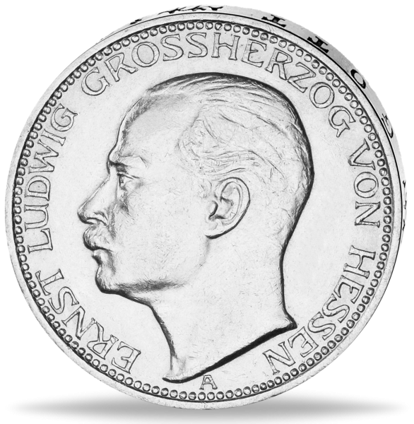 Hessen, 3 Mark „Großherzog Ernst Ludwig“ - 1910 - Silber - Münze Vorderseite