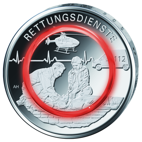 10 Euro Rettungsdiente, Prägestätte A - Münze Vorderseite
