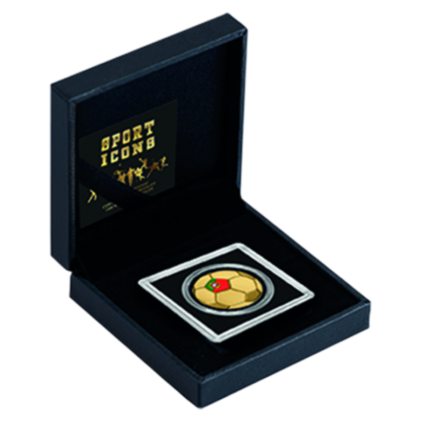 Tschad, 3000 Francs, 1/1000 oz Gold 'Portugal Fußball' - Münze in Etui