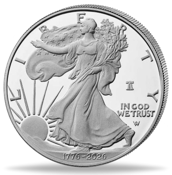 USA 1 Dollar Eagle 1 Unze Silber 2026 PP - Münze Vorderseite