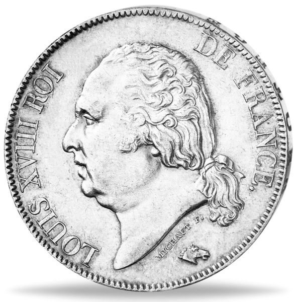 5 FF „Ludwig XVIII.“ Silber - Münze Vorderseite
