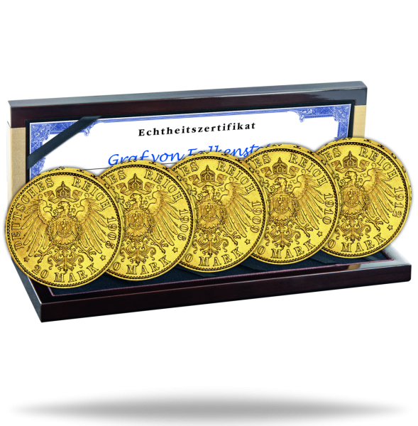 Komplett-Kollektion 20 Mark 1905-1912 (J.252, 5 Münzen) - Satzbild