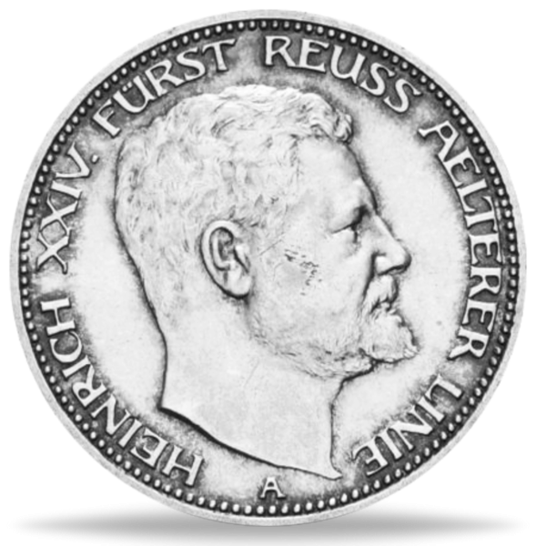 3 Mark Heinrich XXIV. - Fürstentum Reuss - 1909 - Münze Vorderseite