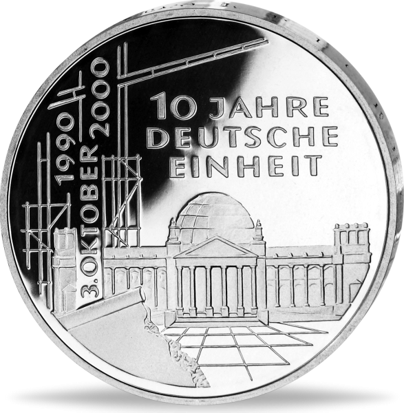 10 Deutsche Mark 2000, 10 Jahre Deutsche Einheit - Vorderseite deutsche Münze