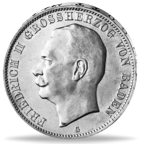5 Mark Baden 1913 Friedrich II. - Jäger 40 - Münze Silber Vorderseite