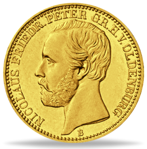 Oldenburg, 10 Mark 1874 Nikolaus Friedrich Peter Gold - Münze Vorderseite