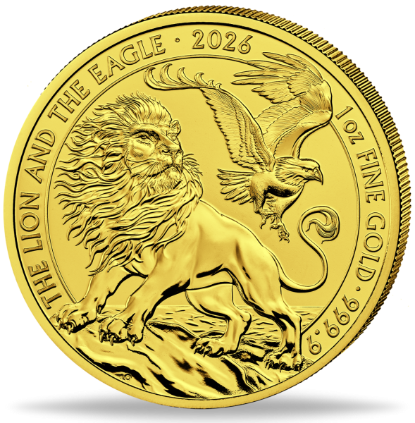100 Pfund Lion and Eagle 1 Unze Gold - Münze Vorderseite