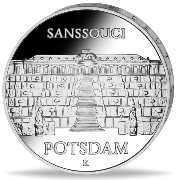 5 Mark der DDR Schloss Sanssouci - Münze Vorderseite