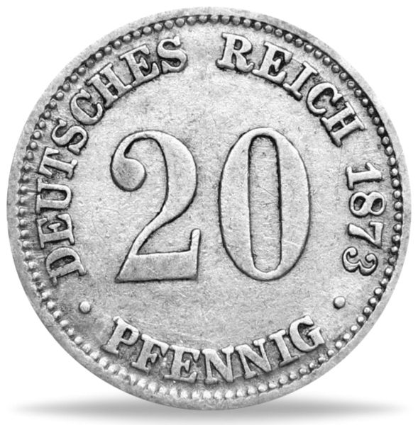 20 Pfennig „Kleiner Adler - A“ 1873 - Silber - Münze Vorderseite