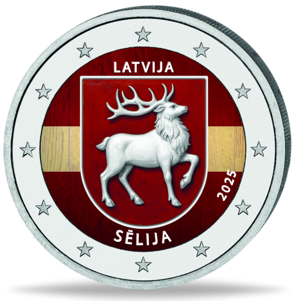 Lettland, 2 Euro Selija, 2025, bfr., Farbappl.  - Münze Vorderseite