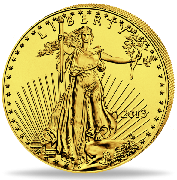 50 Dollar American Eagle 1 Unze Gold, Jahrgang unserer Wahl - Münze Vorderseite