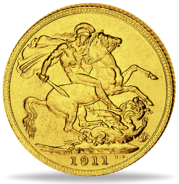 1 Sovereign 1911-1931, König Georg V. - Gold - Münze Vorderseite