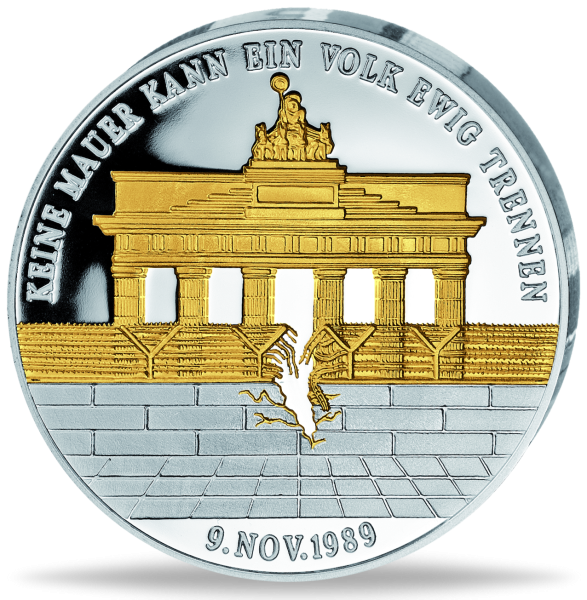 Mauerfall 1989 Teilvergoldet - Vorderseite Münze