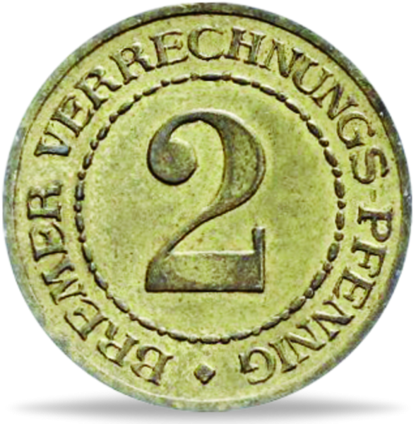 Bremen 2 Verrechnungspfennig., Messing - Münze Vorderseite