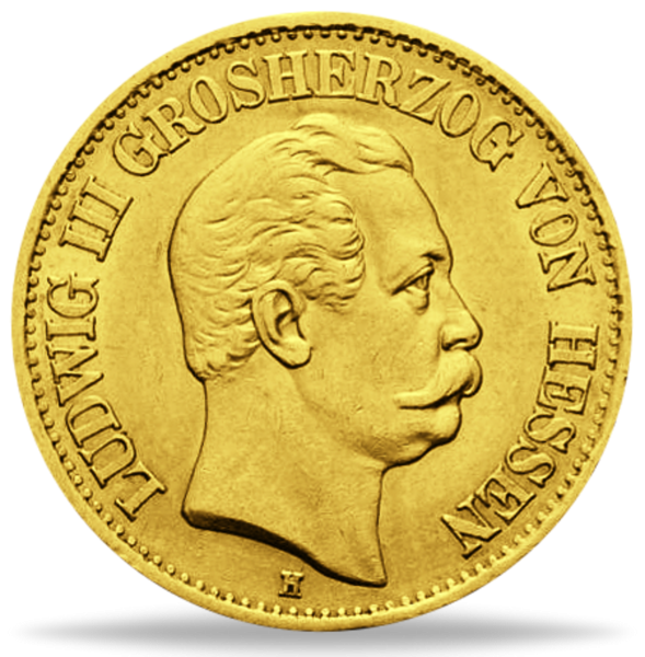 10 Mark „Großherzog Ludwig III.“ 1873 - Gold - Münze Vorderseite