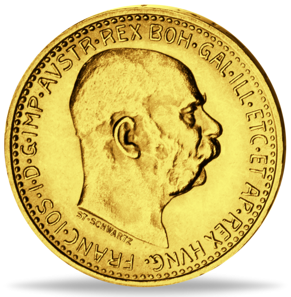 Österreich, 20 Kronen 1909-1916 Franz Joseph I. breiter Kopf - Münze Vorderseite