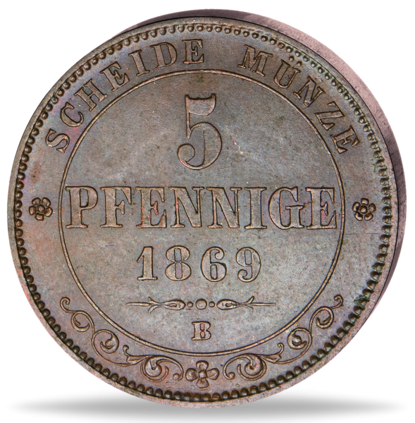 5 Pfennig König Johann Sachsen - Münze Vorderseite