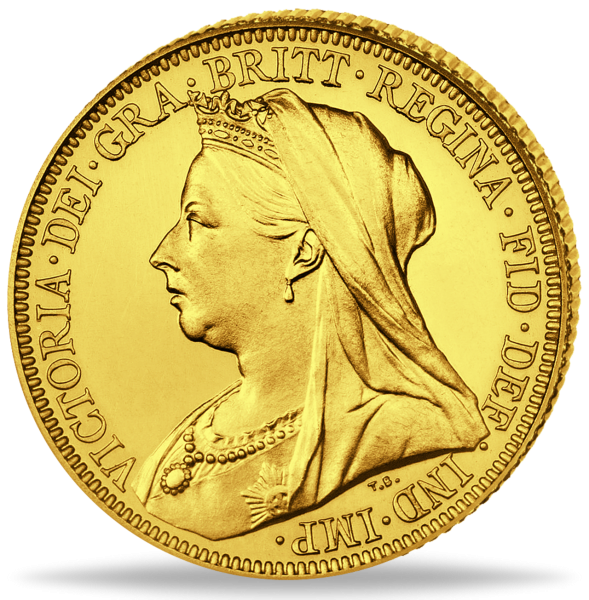 1 Sovereign 1893-1901, Victoria mit Witwenschleier - Münze Vorderseite