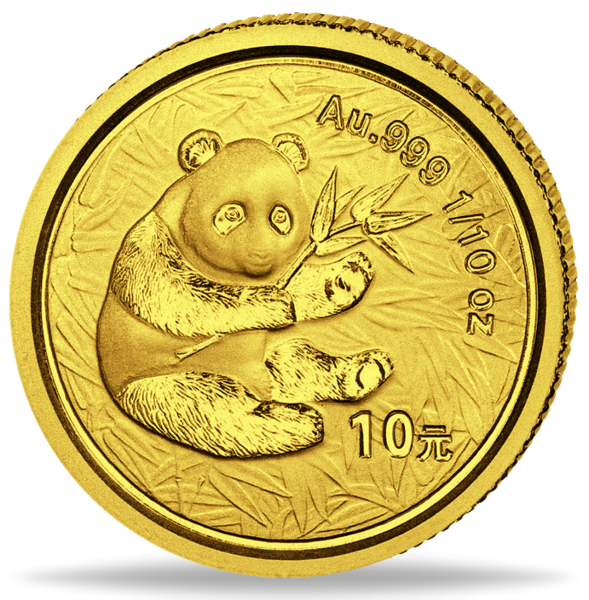 10 Yuan Panda 1/10 Unze Gold 2000 - Münze Vorderseite