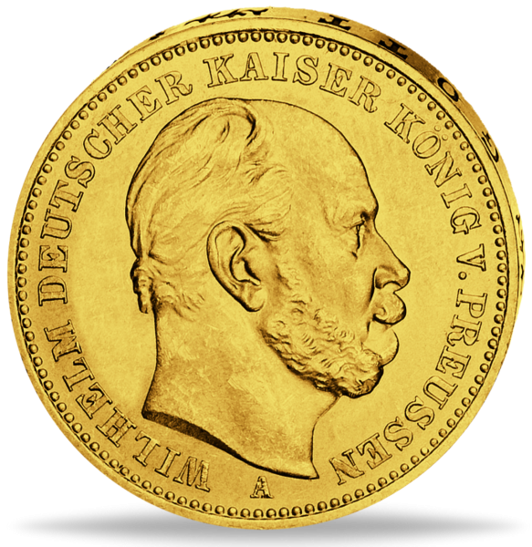Preußen 20 Mark „Kaiser Wilhelm I. - A“ 1875 - Gold - Münze Vorderseite