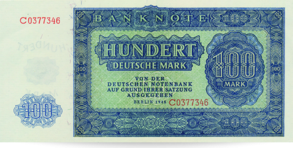 Banknote DDR 100 Mark 1948 Plattenfehler - Vorderseite 