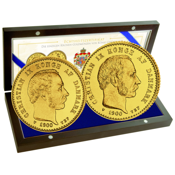 Königreich Dänemark, Satz 10 + 20 Dkr Christian IX. (2 Mz.) - Gold Kassette