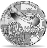 10 Euro Rollstuhl-Basketball Olympiade Paris 2024 Silber - Vorderseite Münze 10 Euro Rollstuhl-Basketball Olympiade Paris 2024 Silber - Vorderseite Münze