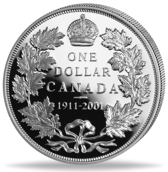1 CAN-Dollar „90. Jahrestag Kanada Dollar - 2001“ - Silber - Münze Vorderseite
