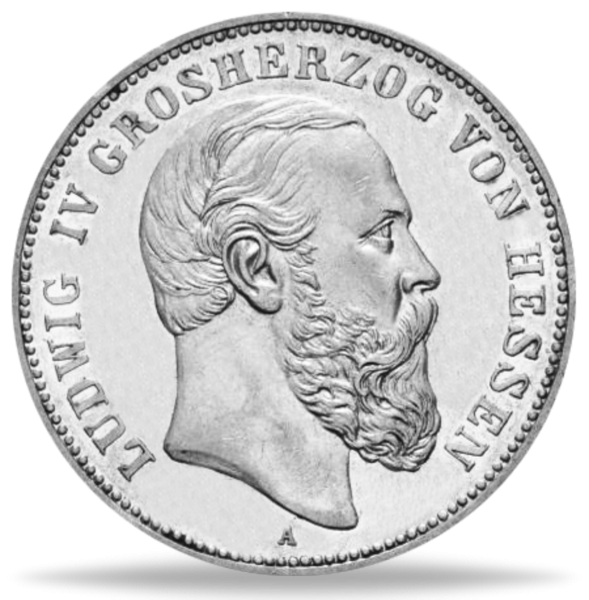5 Mark Hessen Ludwig IV 1891 Silber - Münze Vorderseite