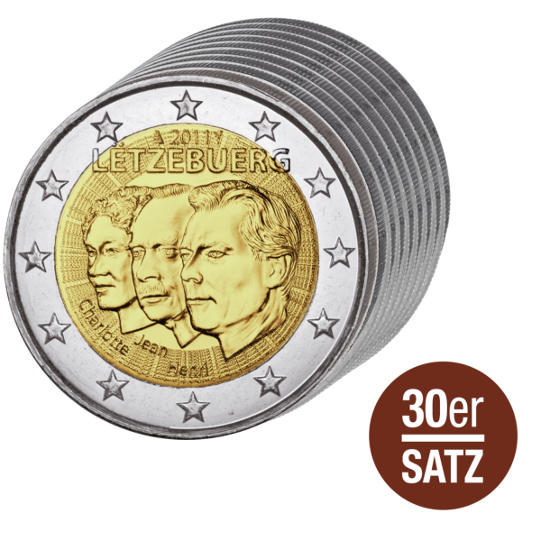 Luxemburg, 30x 2 Euro-Gedenkmünzen, 2004-2022, bfr - Satzbild