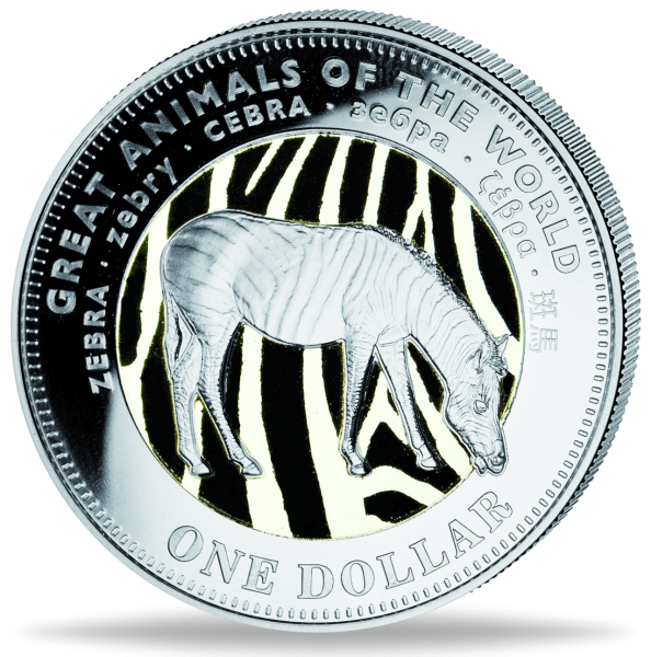 1 Dollar Zebra versilbert - Vorderseite Münze