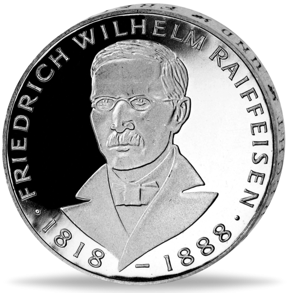 5 DM Friedrich Wilhelm Raiffeisen - Münze Vorderseite