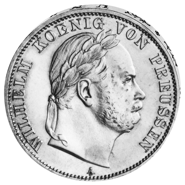 Vereinstaler Wilhelm I. - Vorderseite historische Silbermünze