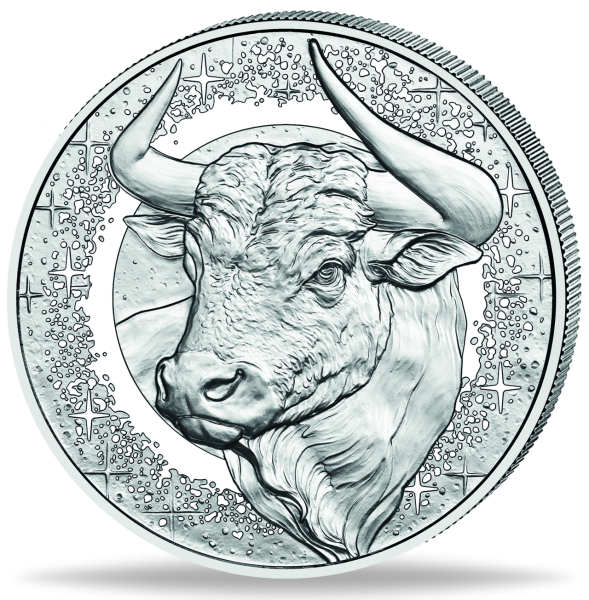 20 Euro Stier aus der Sternbilder-Serie der Münze Österreich - Münze Vorderseite