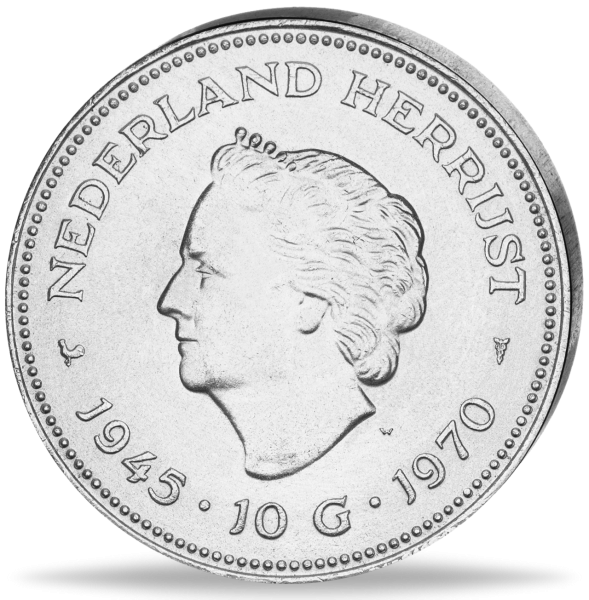 10 Holländische Gulden Befreiung - Vorderseite Münze