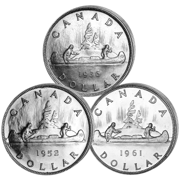 3x 1 Dollar Kanu-Satz Kanada - Satzbild