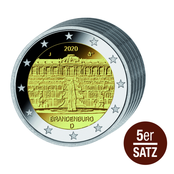 5x 2 Euro Schloss Sanssouci Satz