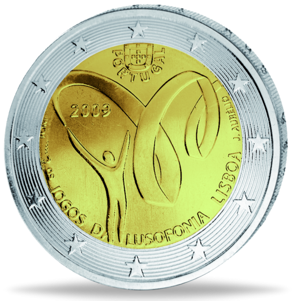 2 Euro „Lusophonische Spiele in Lissabon“ - Münze Vorderseite