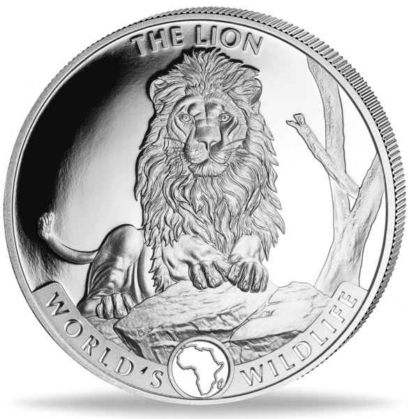 Kongo 20 Francs Löwe World´s Wildlife 1 Unze Silber 2025 - Münze Vorderseite